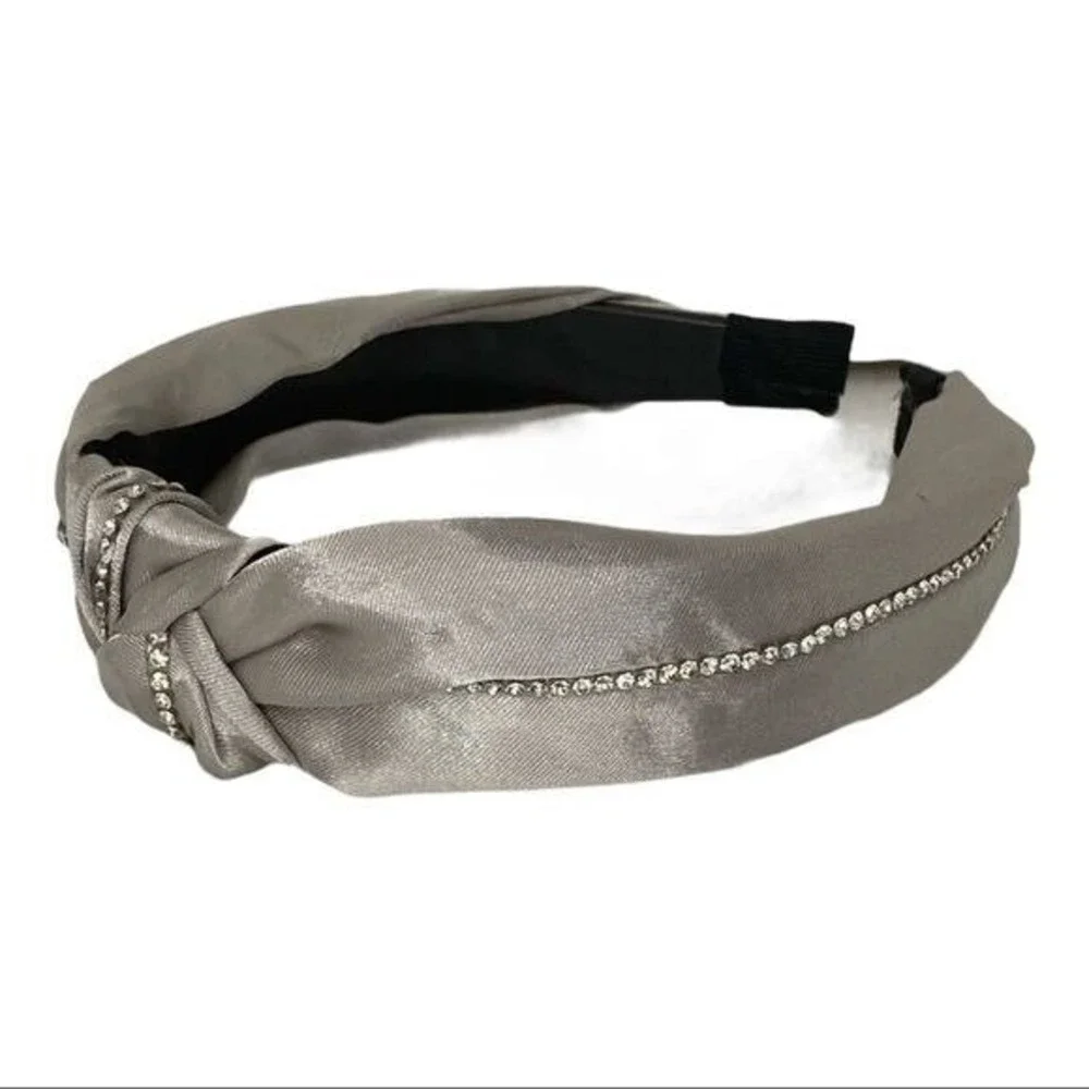 Sparkling Knot Headband Silver Shimmer Rhinestone Embellished‎ Hair Accessory